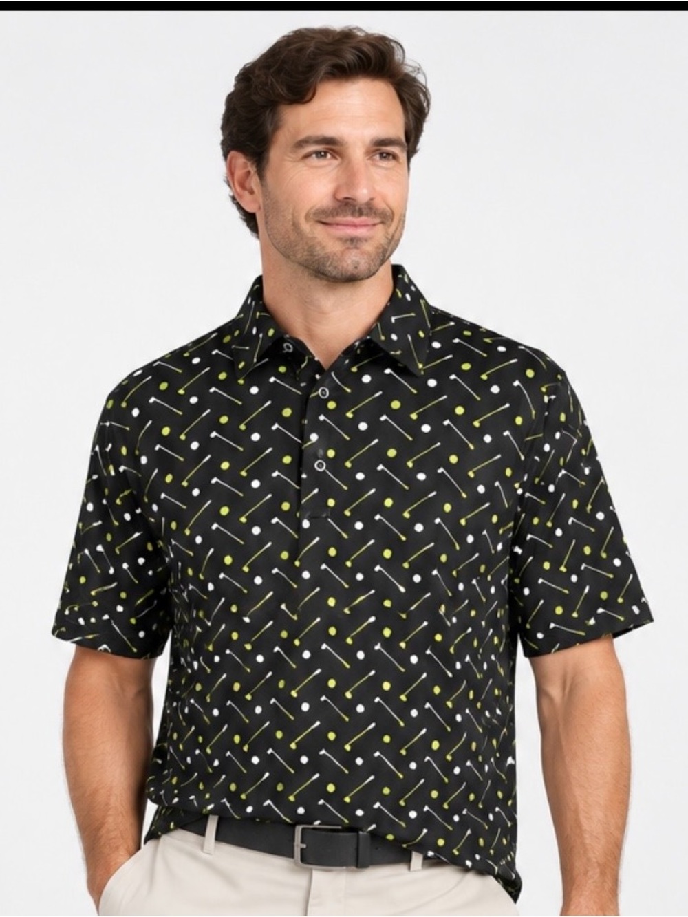 Men's Hardaddy Black polo W/Green golf tees Large